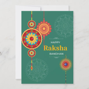 Cartes Pour Fêtes Annuelles Rakhi dessine en vert avec Happy Raksha bandhan