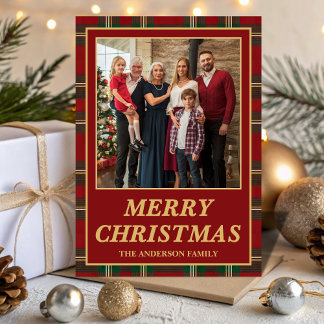 Cartes Pour Fêtes Annuelles Ralph Lauren Tartan Plaid Family Photo Christmas