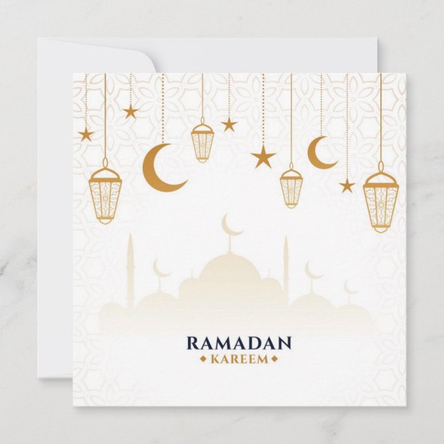 Cartes Pour Fêtes Annuelles Ramadan Kareem Gold Stars et croissant (Devant)