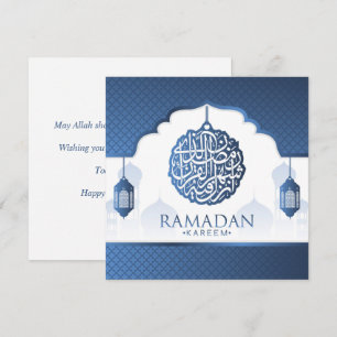 Cartes Pour Fêtes Annuelles Ramadan Kareem Mubarak Blue White Calligraphie