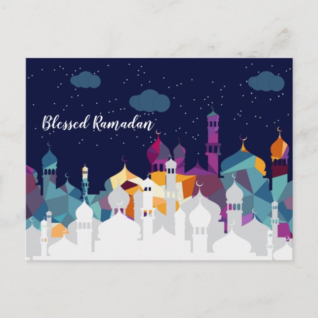 Cartes Pour Fêtes Annuelles Ramadan Kareem Typographie Texte du Croissant isla (Devant)