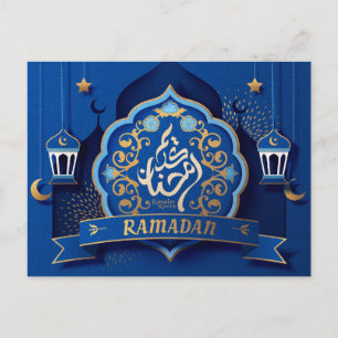 Cartes Pour Fêtes Annuelles Ramadan Moubarak Arabe Calligraphie Motif Bleu
