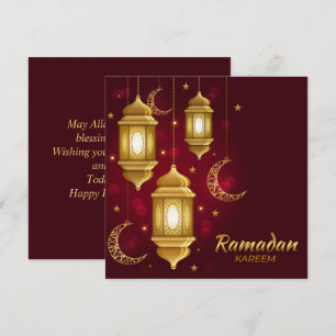 Cartes Pour Fêtes Annuelles Ramadan Moubarak Golden Cresent Islamique Lanterne