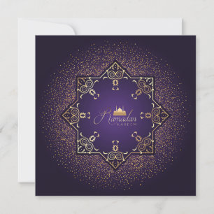 Cartes Pour Fêtes Annuelles  Ramadan Moubarak mosquée violet et doré