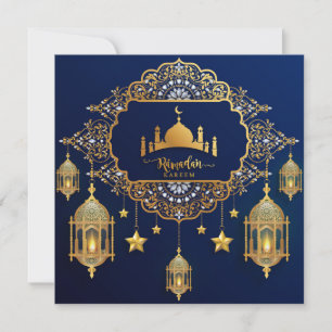 Cartes Pour Fêtes Annuelles Ramadan Mubarak Gold Mosquée islamique Lanterne bl