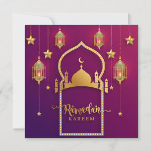 Cartes Pour Fêtes Annuelles Ramadan Mubarak Gold Mosquée islamique Lanterne vi