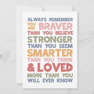 Cartes Pour Fêtes Annuelles Rappelez-vous toujours que vous êtes courageux
