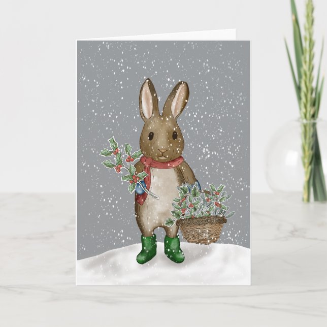 Cartes Pour Fêtes Annuelles Rassembler la verdure dans la neige (Devant)