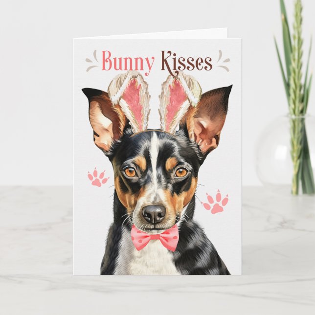 Cartes Pour Fêtes Annuelles Rat Terrier Chien Bunny Oreilles pour Pâques (Devant)