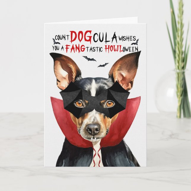 Cartes Pour Fêtes Annuelles Rat Terrier Chien Drôle Nombre DOGcula Halloween (Devant)