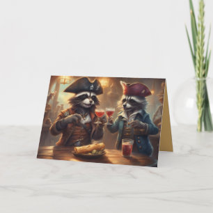 Cartes Pour Fêtes Annuelles Raton laveurs dans un bar célébrant un Joyeux Anni