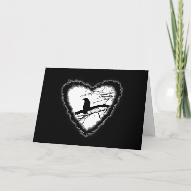 Cartes Pour Fêtes Annuelles Raven Heart Valentine Romance Love Card (Devant)