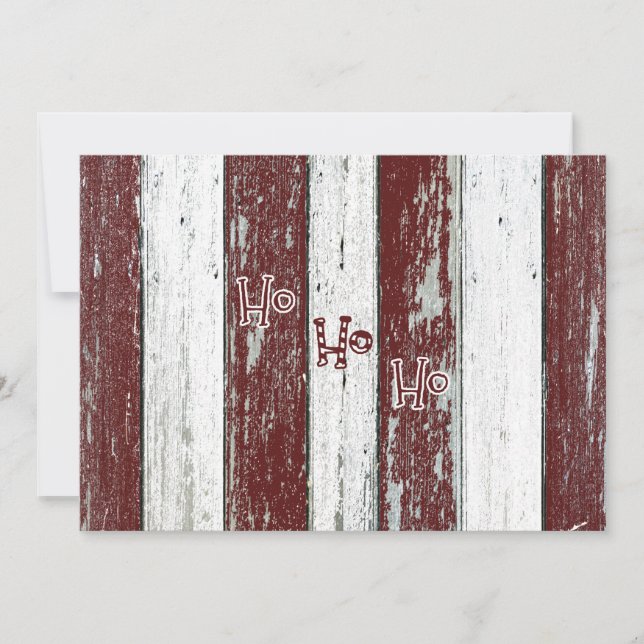 Cartes Pour Fêtes Annuelles Rayé rouge et blanc rustique Ho Ho Ho (Devant)