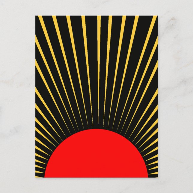 Cartes Pour Fêtes Annuelles Rayons de soleil rouge et jaune élégants (Devant)