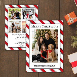 Cartes Pour Fêtes Annuelles Rayure de Canne à Sucre de Noël Personnalisée 5 Ph