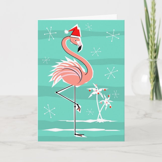 Cartes Pour Fêtes Annuelles Rayure de Flamant rose de Noël bonnes fêtes (Devant)
