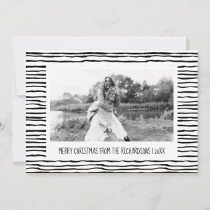 Cartes Pour Fêtes Annuelles Rayures Fantaisistes Noir Blanc Photo Noël