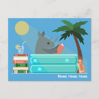 Cartes Pour Fêtes Annuelles Reading Rhino in the Pool Postcards