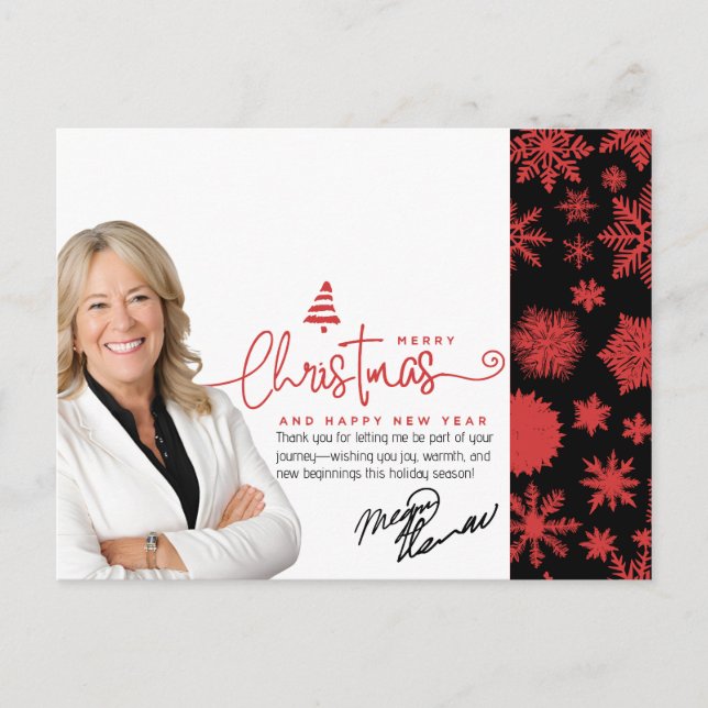 Cartes Pour Fêtes Annuelles Realer Noël Salutations, Photo et Message (Devant)