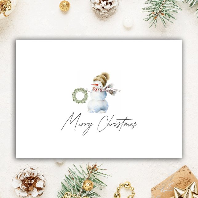 Cartes Pour Fêtes Annuelles Réalisateur de Noël personnalisé Aquarelle Snowman (Créateur téléchargé)