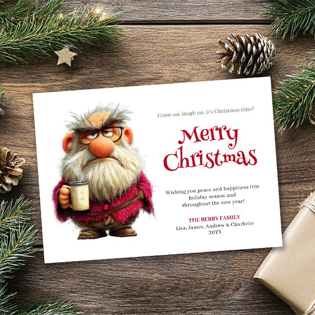 Cartes Pour Fêtes Annuelles Rebel Santa quirky editable Christmas greeting  (Rebel Santa quirky editable Christmas greeting card)