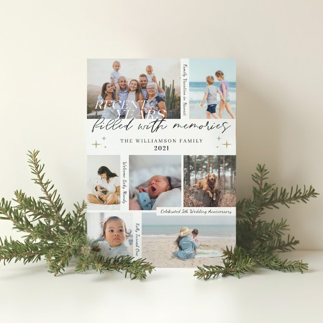 Cartes Pour Fêtes Annuelles Récentes années remplies de souvenirs Collage phot (Recent Years Filled with Memories Photo Collage Holiday Card)