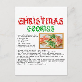 Cartes Pour Fêtes Annuelles Recette Cookies de Noël