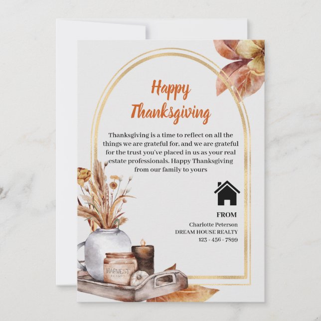 Cartes Pour Fêtes Annuelles Recette Thanksgiving Recette Immobilier Realtor Po (Devant)