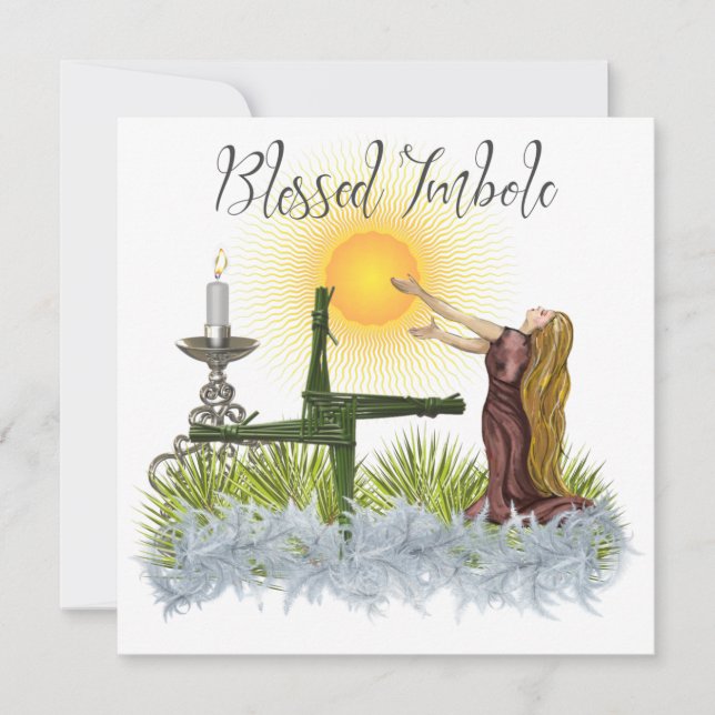 Cartes Pour Fêtes Annuelles Recevez l'Imbolc béni par le soleil (Devant)