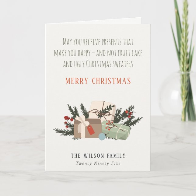 Cartes Pour Fêtes Annuelles Recevoir des cadeaux de Noël drôles vous rend heur (Devant)