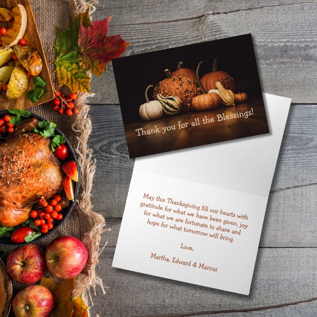 Cartes Pour Fêtes Annuelles Récolte d'automne | Merci pour toutes les bénédict (Créateur téléchargé)