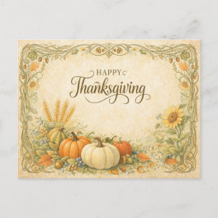 Cartes Pour Fêtes Annuelles Récolte de citrouilles de Thanksgiving botanique v
