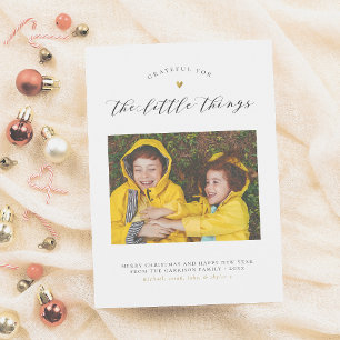 Cartes Pour Fêtes Annuelles Reconnaissant pour les petites choses   Coeur Or S