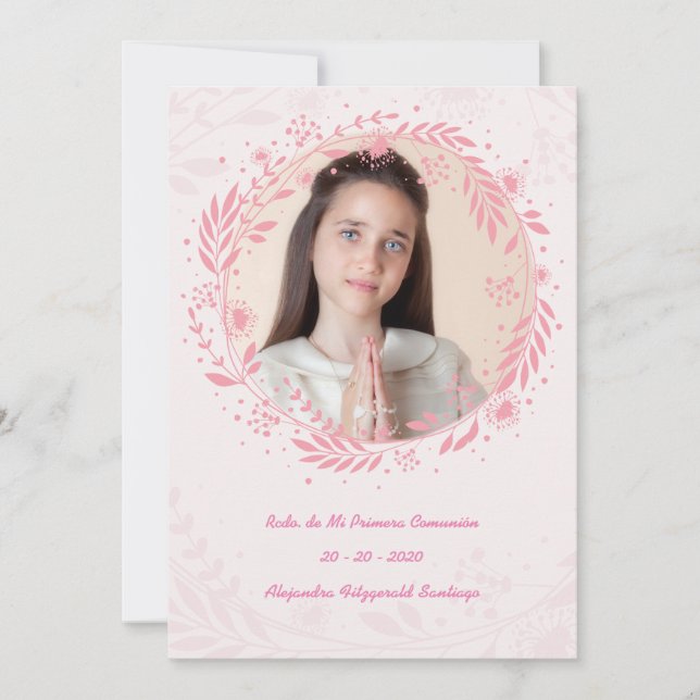 Cartes Pour Fêtes Annuelles Recuerdo de Mi Primera Comunión Corona de flores (Devant)