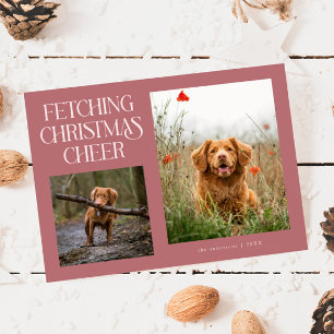 Cartes Pour Fêtes Annuelles Récupération de la photo de chien rose pour Noël