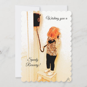 Cartes Pour Fêtes Annuelles Récupération rapide, Petite fille, Vieux téléphone