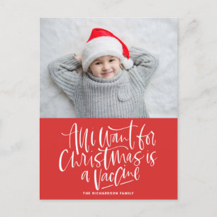 Cartes Pour Fêtes Annuelles Red All I Want for Christmas is a Vaccine Photo