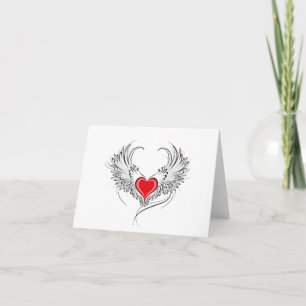 Cartes Pour Fêtes Annuelles Red Angel Coeur avec ailes