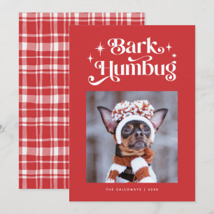 Cartes Pour Fêtes Annuelles Red BARK HUMBUG Funny Chien Photo Noël