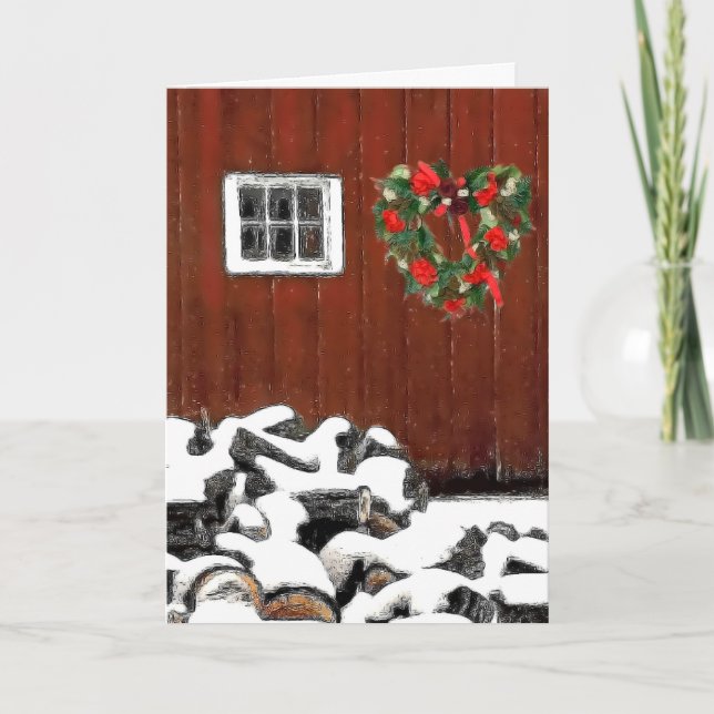 Cartes Pour Fêtes Annuelles Red Barn Holiday (Devant)