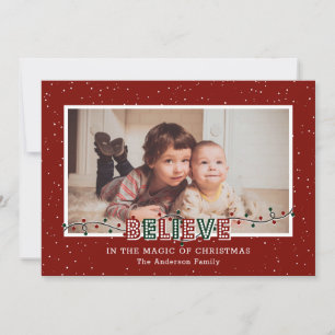 Cartes Pour Fêtes Annuelles Red Believe In the Magic Photo Christmas