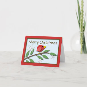 Cartes Pour Fêtes Annuelles Red Bird sur une fiche "Joyeux Noël"
