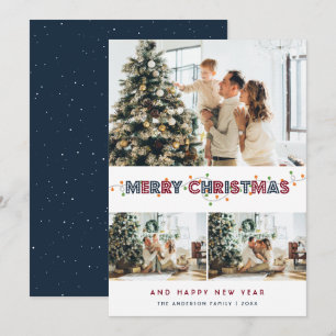 Cartes Pour Fêtes Annuelles Red Blue Christmas Lights 3 Photo Collage