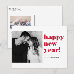 Cartes Pour Fêtes Annuelles Red Bold Typographie Bonne photo du Nouvel An