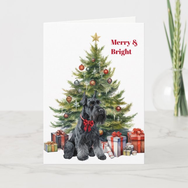 Cartes Pour Fêtes Annuelles Red Bow Giant Schnauzer Christmas Tree Card (Devant)