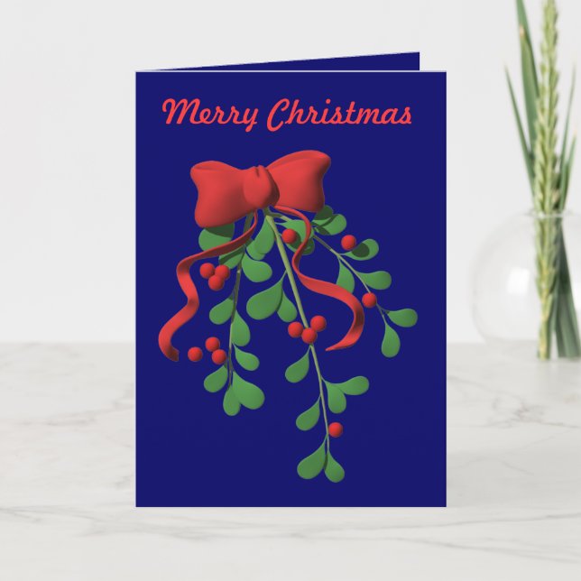 Cartes Pour Fêtes Annuelles Red Bow & Holly - (Devant)