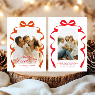 Cartes Pour Fêtes Annuelles Red Bow Photo Joyeux Arche de Noël