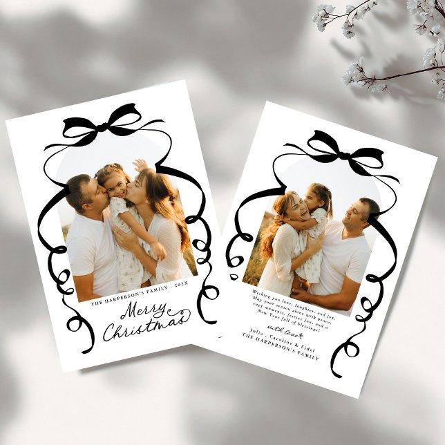 Cartes Pour Fêtes Annuelles Red Bow Photo Joyeux Arche de Noël (Créateur téléchargé)