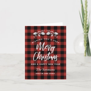 Cartes Pour Fêtes Annuelles Red Buffalo Check Holly Joyeux Noël