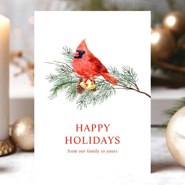 Cartes Pour Fêtes Annuelles Red Cardinal Bird Joyeuses Fêtes d'hiver Noël (Créateur téléchargé)